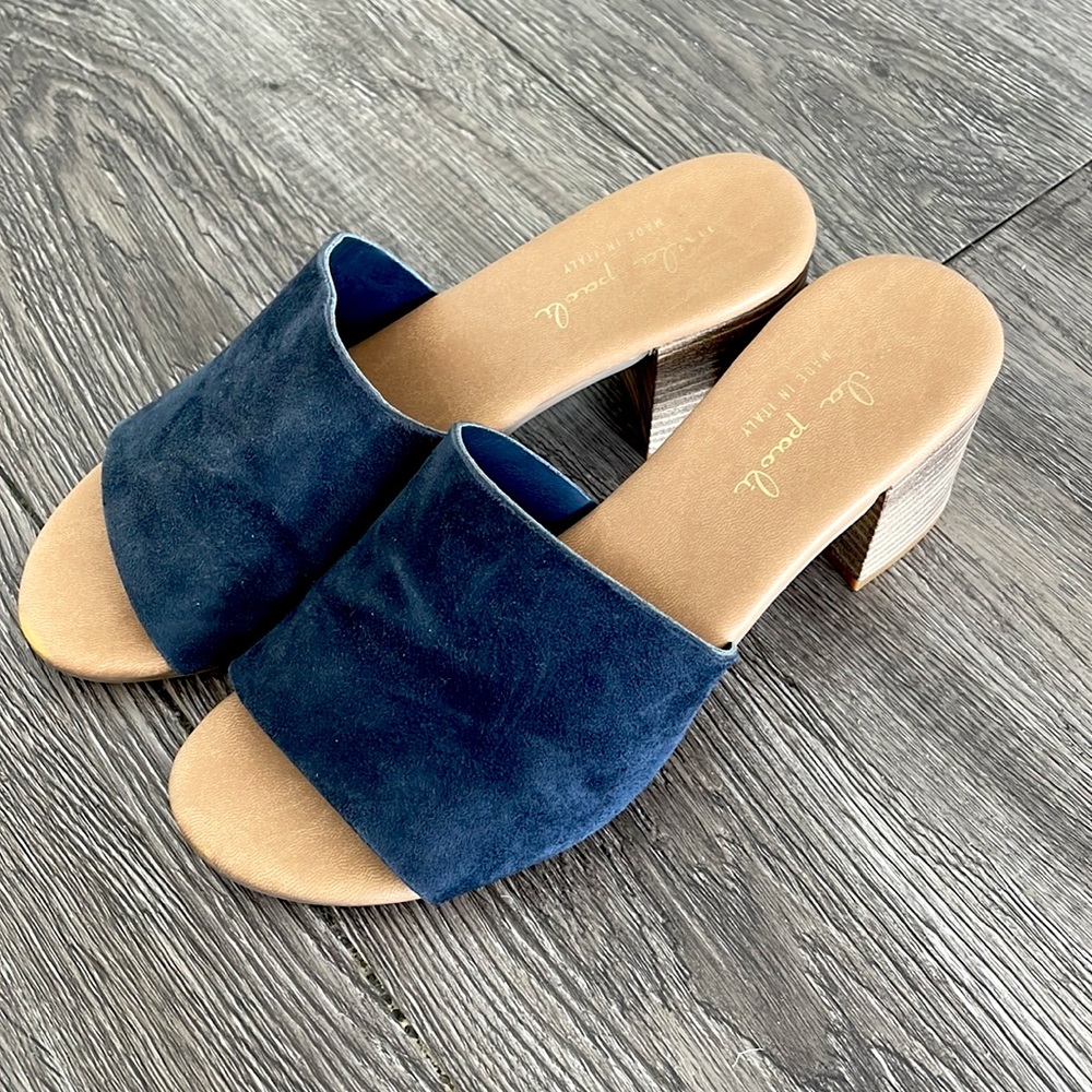 Mila Paoli Made In Italy Navy Suede Heels Size 6.5